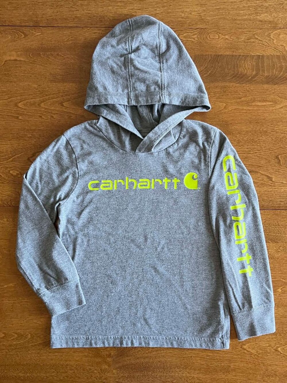 Carhartt hooded gray and yellow logo shirt 4